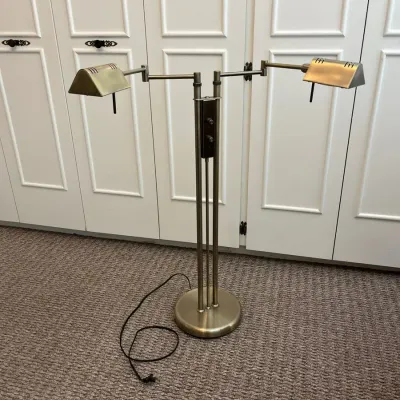 Adjustable Dimmable Double Arm Metal Brass Finish, Floor Lamp  