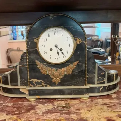 French Art Deco Marble Mantel Clock | Very Heavy