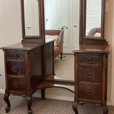 Antique Drop-center Dressing Table or Vanity, c1920s