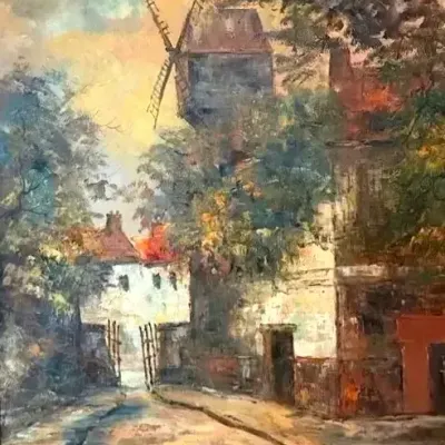 Oil on Canvas, Parisian Street Corner, Signed and Framed