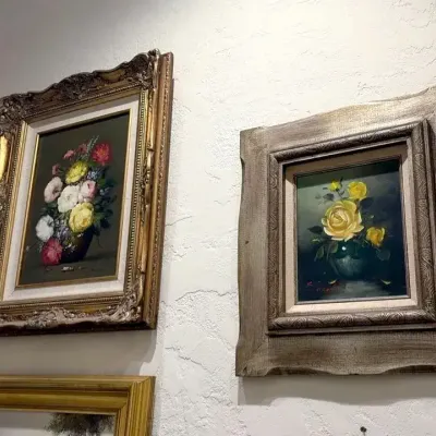 Vintage Oil on Canvas, Floral Still Life, 2 Pieces 
