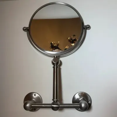 Wall-Mounted 4x Magnifying Makeup and Shaving Mirror, Brushed/Satin Nickel Fiinish
