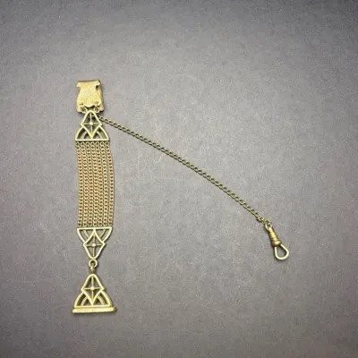 Antique 1/10 Gold-Filled Bates & Bacon Pocket Watch Chain with Intricate Fob 17.41g