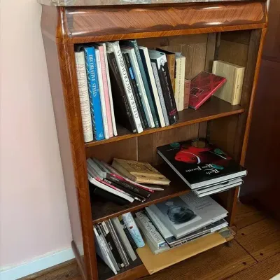 Art Deco Inlaid Marble Top Bookcase
