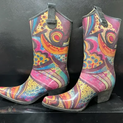 “Puddles” Cowboy Style Artistic Rain boots
