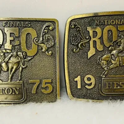 Hesston 1975 and 1976 NFR Belt Buckles