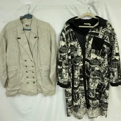 “Gossi Salzburg Linen Jacket Luxe Moda Architectural Print Shirt Combo