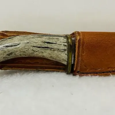 Fixed Blade Antler Handled Hunting Knife 