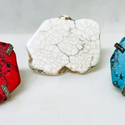 Red, White, and Turquoise Stone Rings