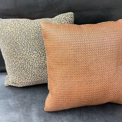 Pair of Reversible Square Throw Pillows