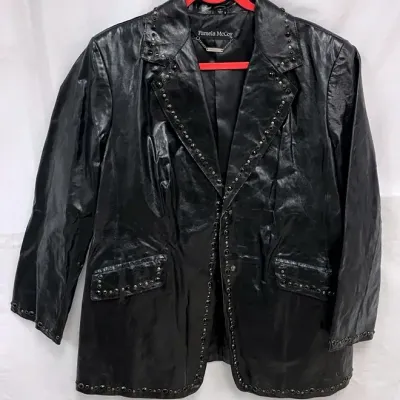Vintage “Pamela McCoy” Leather Studded Blazer 