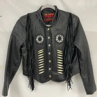 “Hot Leathers” Fringed and Beaded Leather Jacket