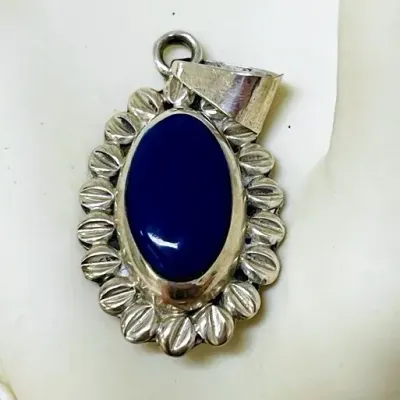 Sterling Silver Blue Stone Mexico Pendant
