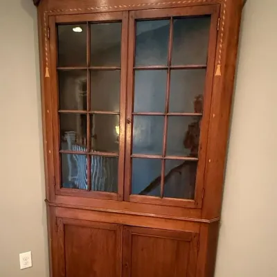 Sale Photo Thumbnail #11: Federal Style Inlaid Cherry Corner Cabinet 