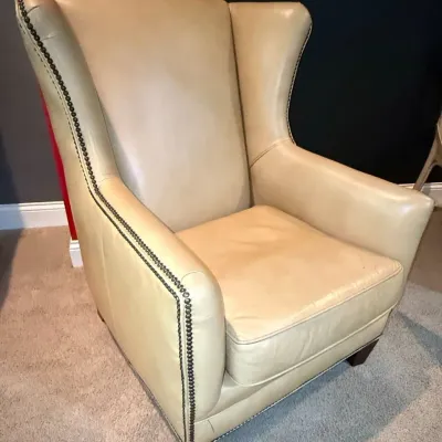 Sale Photo Thumbnail #17: Henredon Leather Wingback Chair 