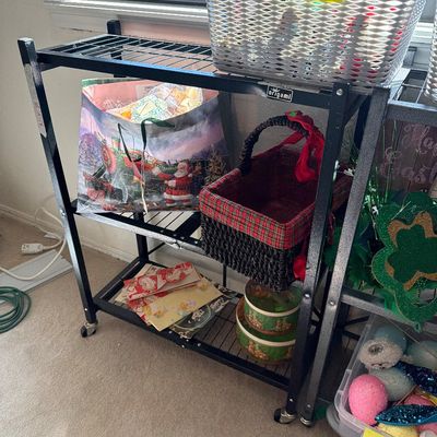 Sale Photo Thumbnail #167: Christmas Ornaments, Easter, Wrapping items, and more.

Shelves and gray baskets not included.