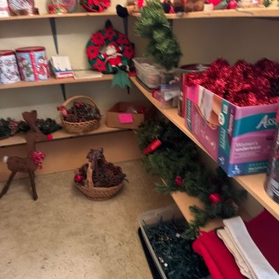 Sale Photo Thumbnail #177: Wreaths, Ornaments, Bows, Lights, Wreath holders, plush, Cups and more.