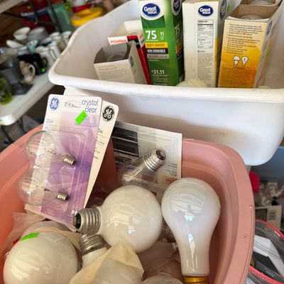 Sale Photo Thumbnail #215: Harley Mat, Typewriter, Lots of lightbulbs and more.