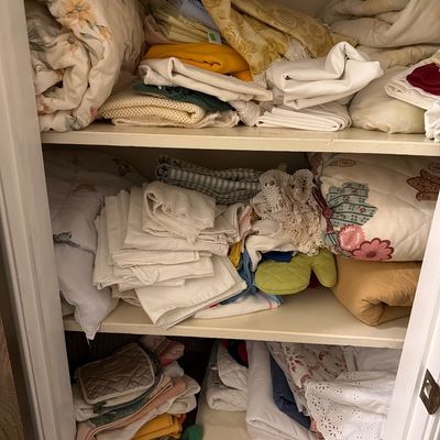 Sale Photo Thumbnail #55: Sheets, blankets, comforter, kitchen towels, placemats, pillows and more