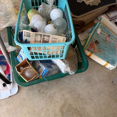 Sale Photo Thumbnail #213: Harley Mat, Typewriter, Lots of lightbulbs and more.