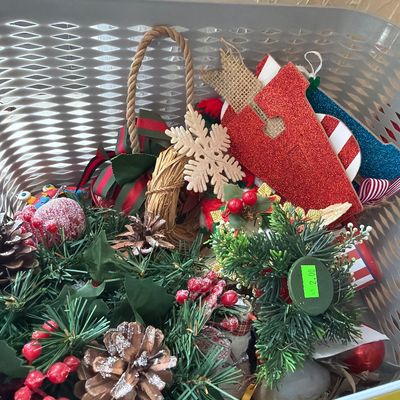Sale Photo Thumbnail #165: Christmas Ornaments, Easter, Wrapping items, and more.

Shelves and gray baskets not included.