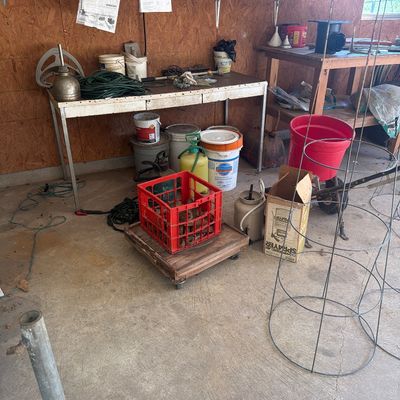 Sale Photo Thumbnail #281: Shovels, rakes, fence, tables and cabinet


Black iron fence not included.