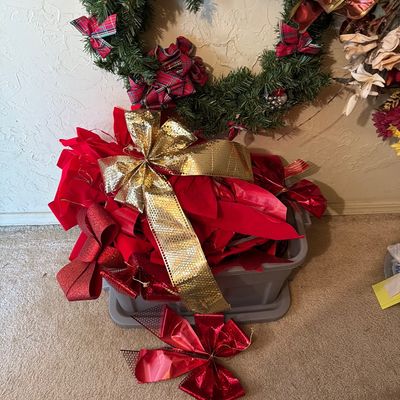 Sale Photo Thumbnail #174: Wreaths, Ornaments, Bows, Lights, Wreath holders, plush, Cups and more.