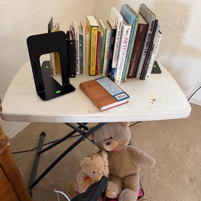 Sale Photo Thumbnail #86: Records, TVs, Cassettes, Books, VHS, and more. 

Cabinet and table not included.
