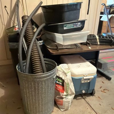 Sale Photo Thumbnail #253: Ice chest, table garden items.