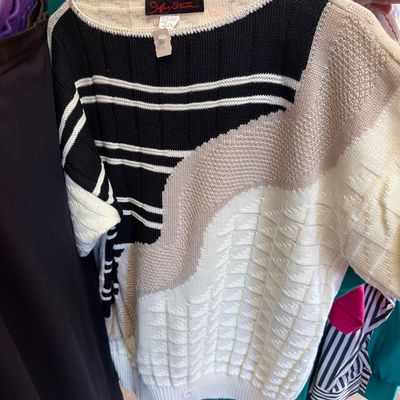Sale Photo Thumbnail #335: Sweaters, Coat, Polyester,  new pant sets some clothes still has new tags on them.