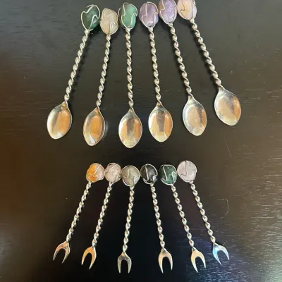 Brazilian Silver-Plated Demitasse Spoons & Cocktail Forks 