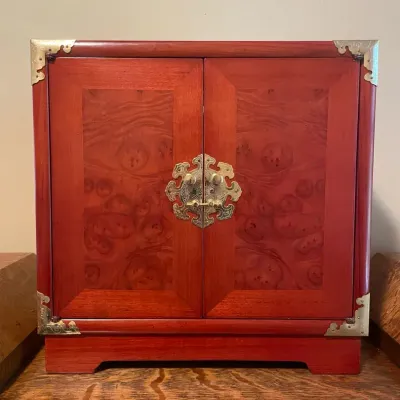 Asian-Style Burl Wood Jewelry Box 