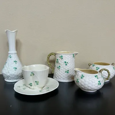 Belleek Shamrock Design Various Labels 