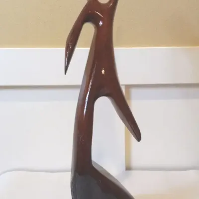 Mid-Century Modern Abstract Carved Wood Dancer Sculpture, c. 1960s–70s
