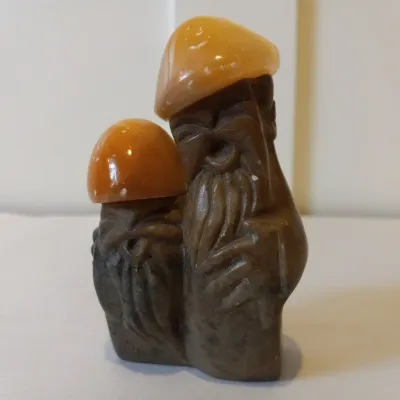 Vintage Soviet Russian Carved Stone Bearded Mushroom Men – Beryozka Label