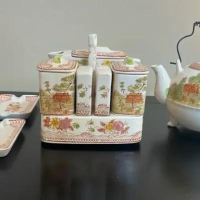 Brown and Richie Oriental Garden Porcelain Condiment Set 