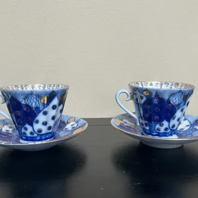 Lomonosov Imperial Porcelain Radiant Church Bells Tea Cups 