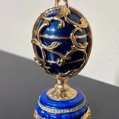 Faberge Style Spring Flowers Egg With Basket Of Flowers 