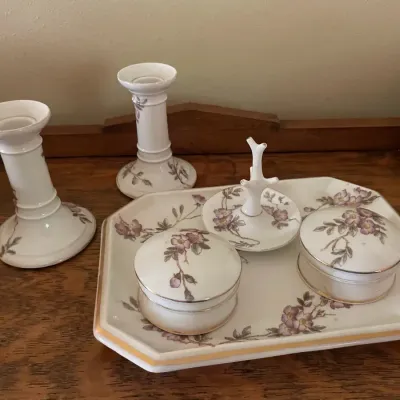 Limoges Vanity Set w/Delicate Flowers 