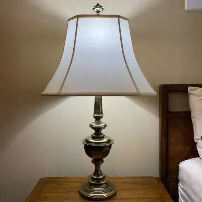 Brass Lamp w/Flaired Lamp Shade & Statement Finial #2
