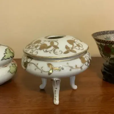 Floral Porcelain & Cloisonné Decorative Vessels – 3 Pieces