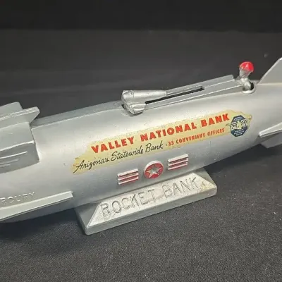 Vintage Duro Mercury Mechanical Rocket Bank