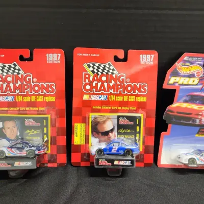 3 Vtg Racing Diecast - Nascar, Racing Champions, 2 Mark Martin, Rusty Wallace, Hot Wheels