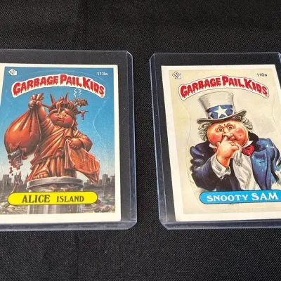 1986 Topps Garbage Pail Kids Cards - Alice Island 113a + Snooty Sam 110a