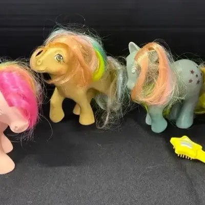 Vintage My Little Pony - Parasol, Trickles, Starflower, Windy Unicorn, Rainbow Ponies, Brush, 1980s