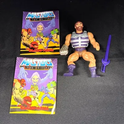 VTG Masters of the Universe Fisto Figure w Sword & 2 Mini Comics - MOTU, Mattel, He-Man