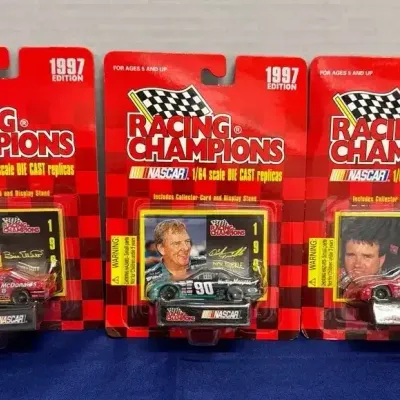 Racing Champions Die Cast Cars - 1997, NASCAR, Replicas, Elliott, Trickle, Stricklin, Collector Card