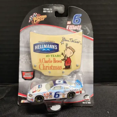 Vtg Winner's Circle Die-cast Bill Elliott No 6 Car, Hellman's & A Charlie Brown Christmas Sponsored