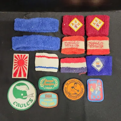 Vtg Terry Sweat Sets & Patches - 2 ASU Wristbands, Phoenix Suns Wristband, Eagles Patch, Yaba Patch