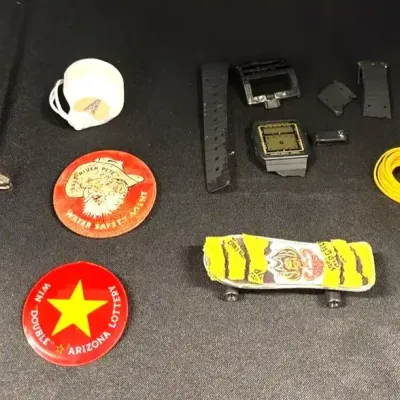 Retro Novelties - Mini Metal Cowboy Boots + Houston Oilers Helmet, Casio Watch, Pins, Tech Deck